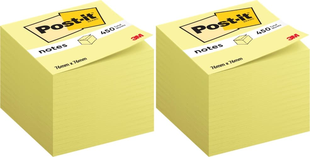 Post-it Canary Yellow | Cubo de notas autoadesivas amarelas 76 mm x 76 mm com 450 folhas