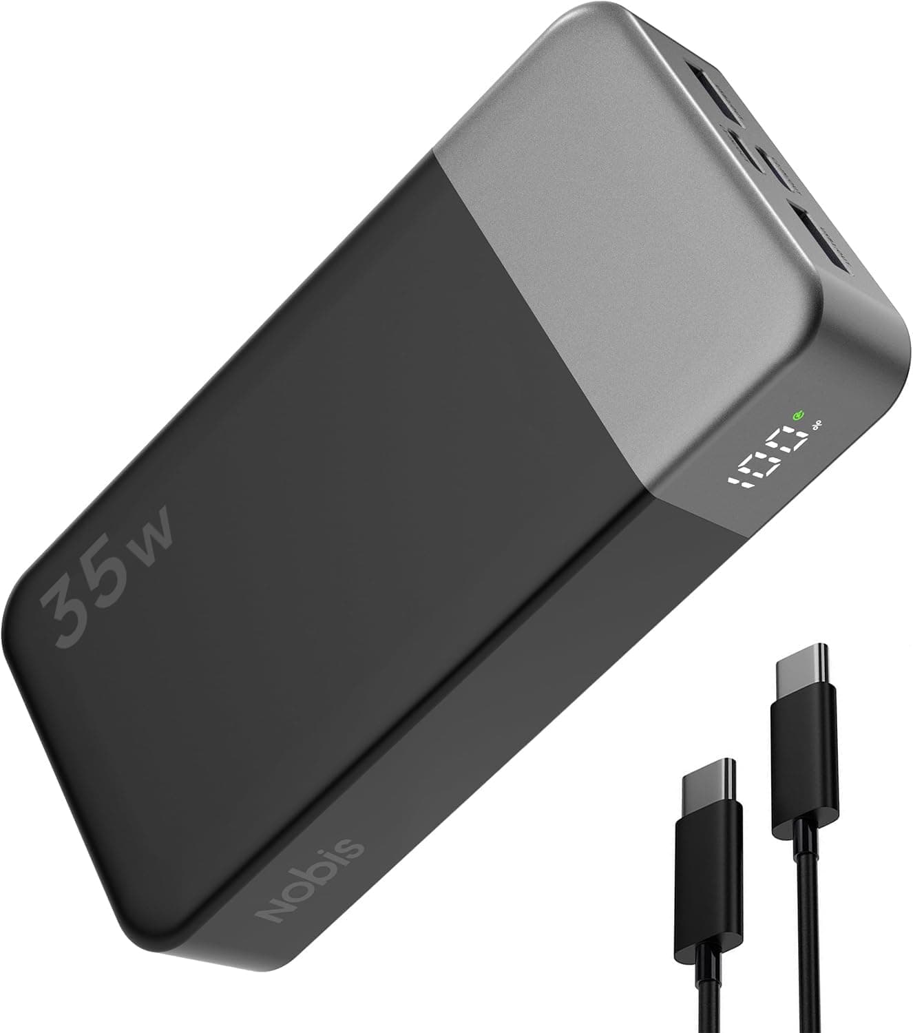 NOBIS Power Bank 20000 mAh, 35 W bateria externa de carregamento rápido, PD3.0 QC4.0 Powerbank com 4 saídas para MacBook, Phone 11 13 15 16 S23 S22, Airpods etc