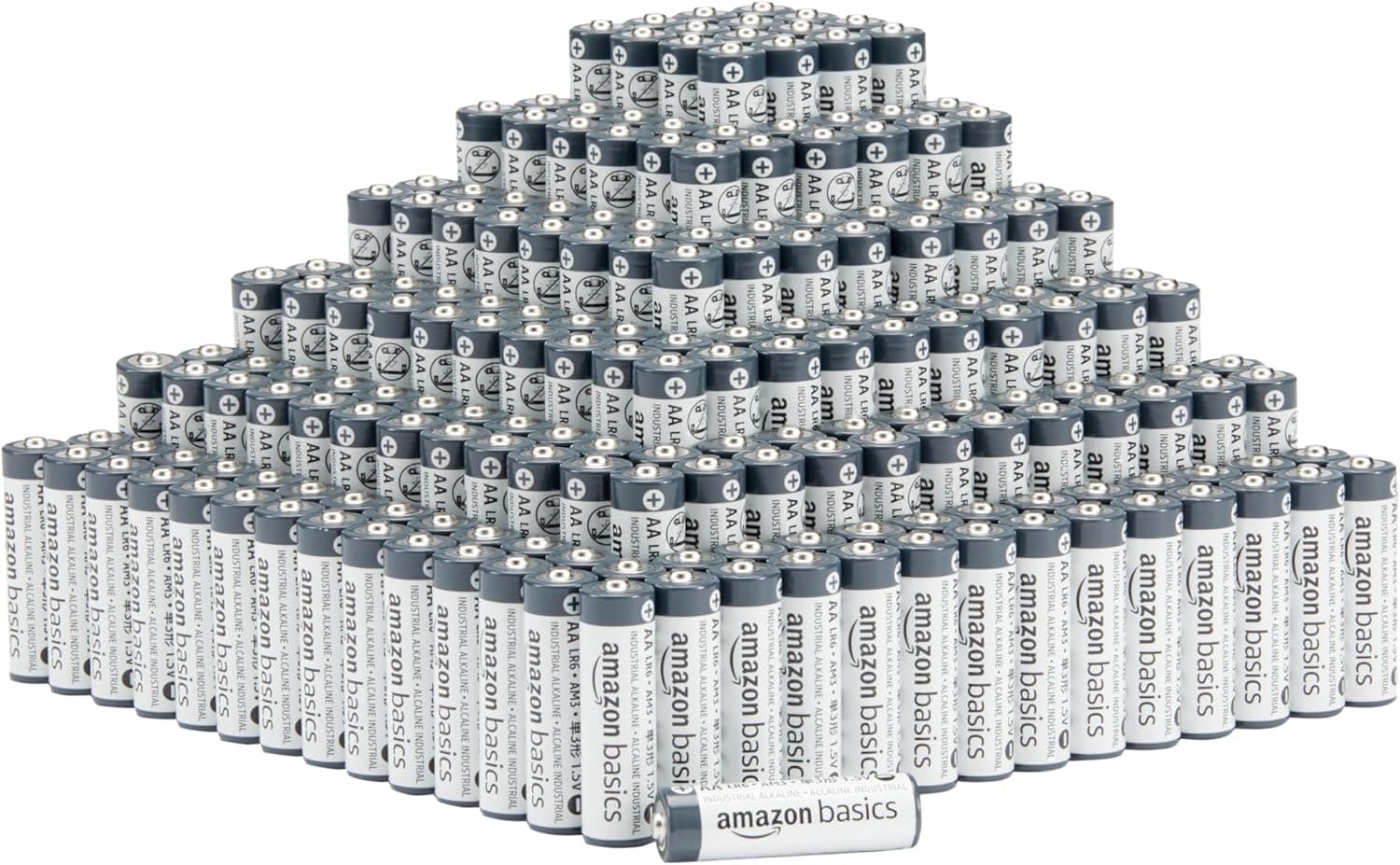 Amazon Basics - Pacote de 300 pilhas industriais alcalinas AA, 1,5 volts, vida útil de 5 anos