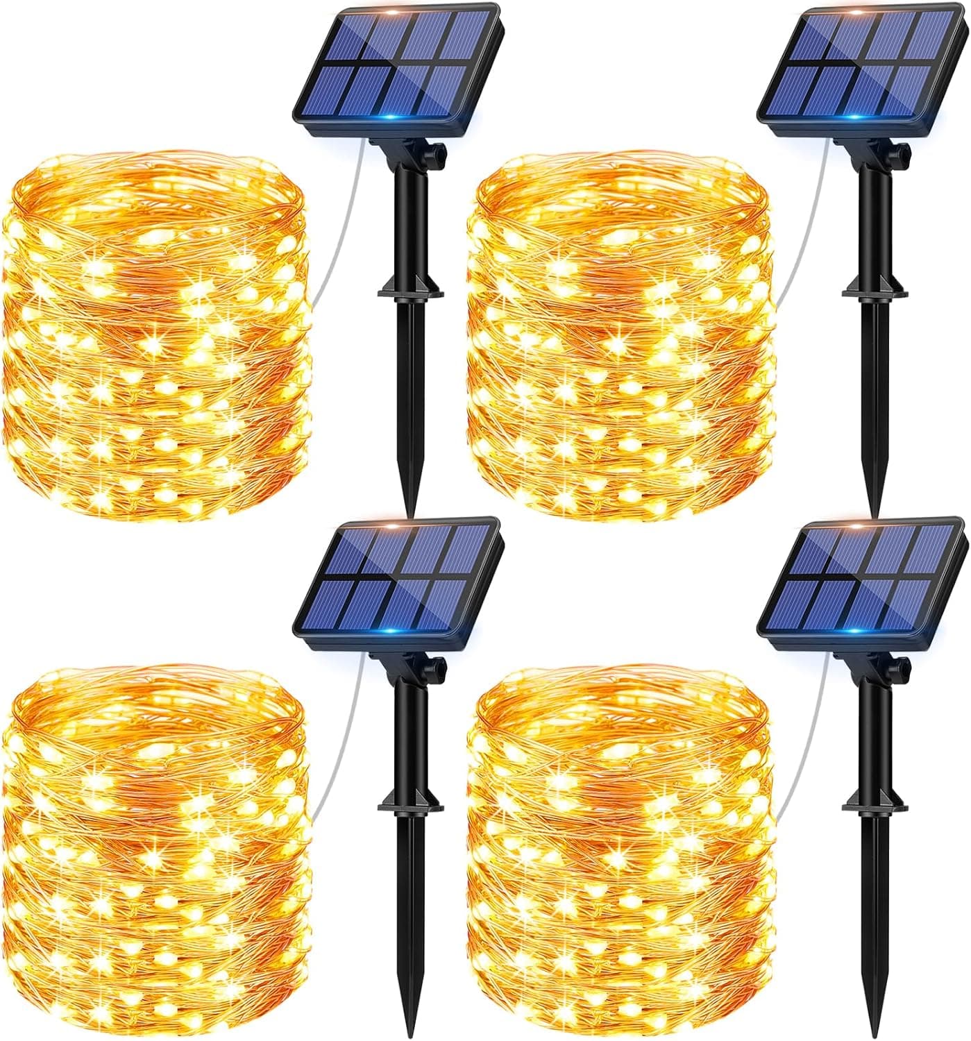 litogo Guirlandas luzes solares exterior [4 pacotes] luzes LED solares exteriores jardim 12 m 120 LED 8 modos corrente de luzes decoração para árvore festas casamentos pátio festivais Halloween Natal