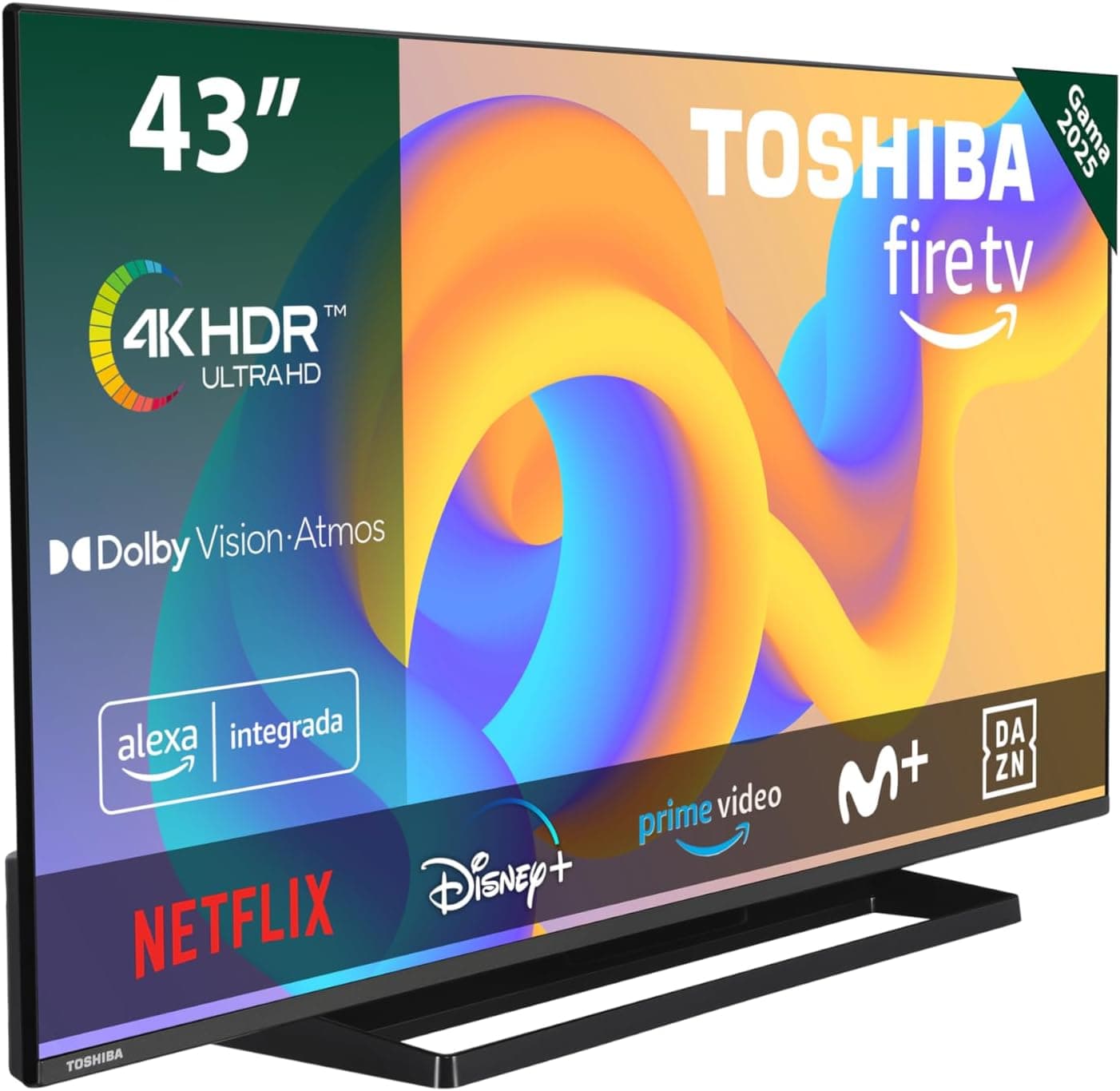 Toshiba 43UF3F63DAE 4K UHD Smart Fire TV de 43 polegadas (Ultra HD, HDR10, controlo de voz Alexa, Airplay)