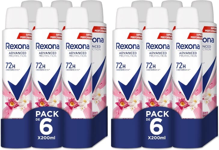 Rexona Desodorante aerossol Advance Protection Bright Bouquet 72 h para mulher,  200 ml x 12