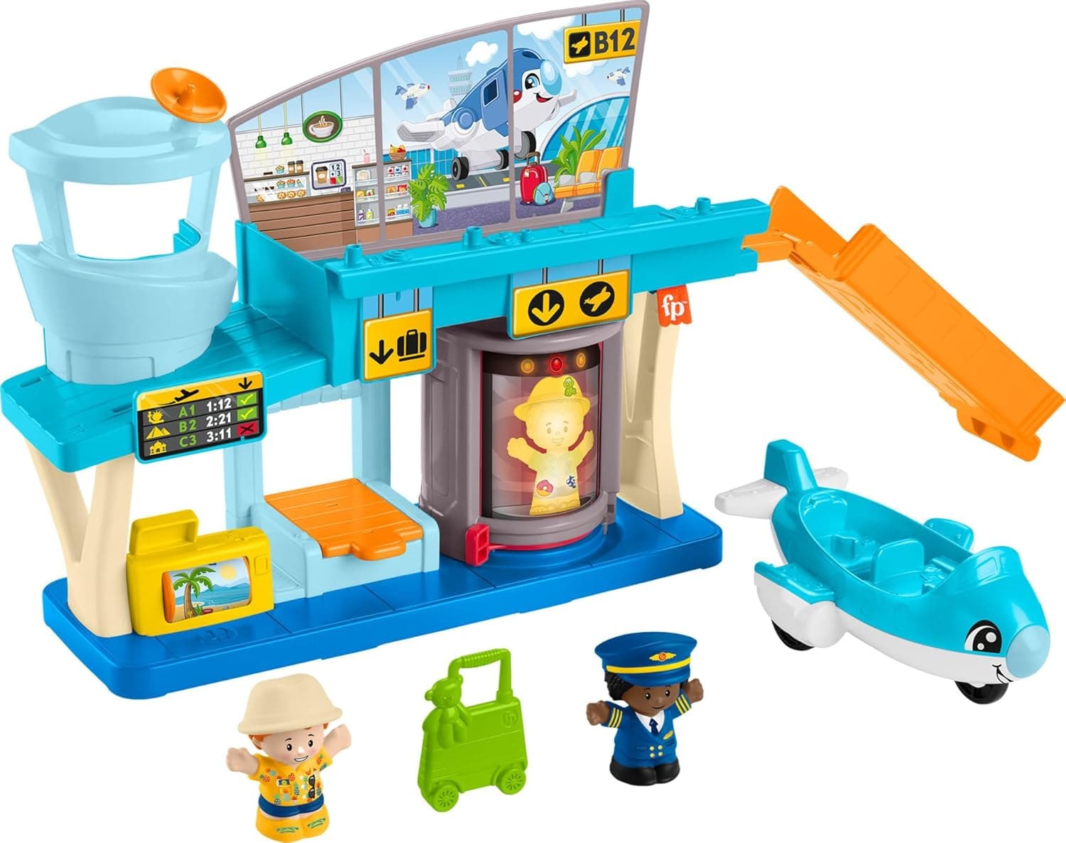 Fisher-Price Little People Aeroporto Set de jogo com avião e figuras, brinquedo para bebés + 1 ano (Mattel HTJ26)