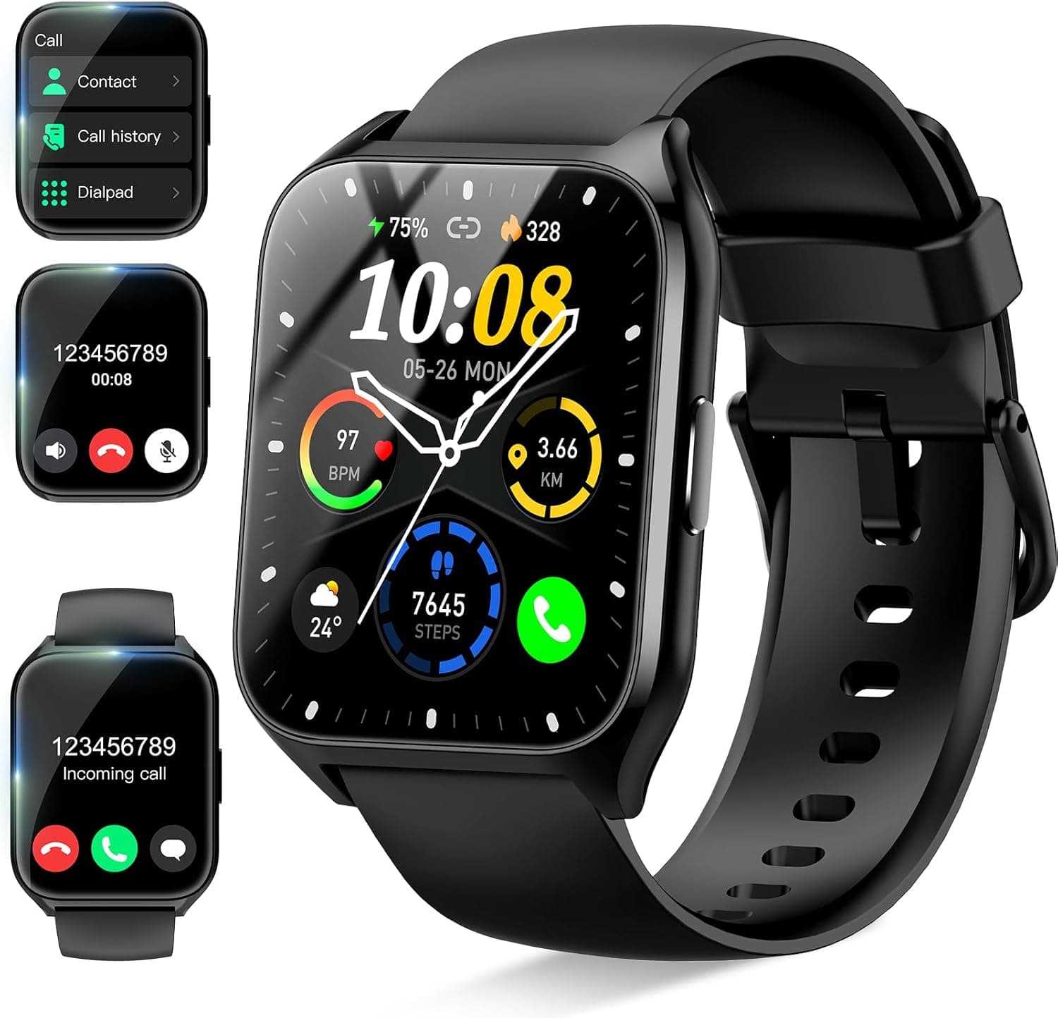 Relógio inteligente para homem e mulher, 1,85" Smartwatch com chamadas Bluetooth, Pedómetro/Pulsómetro/Monitor de sonho, impermeável IP68 Smart Watch, 110 modos desportivos