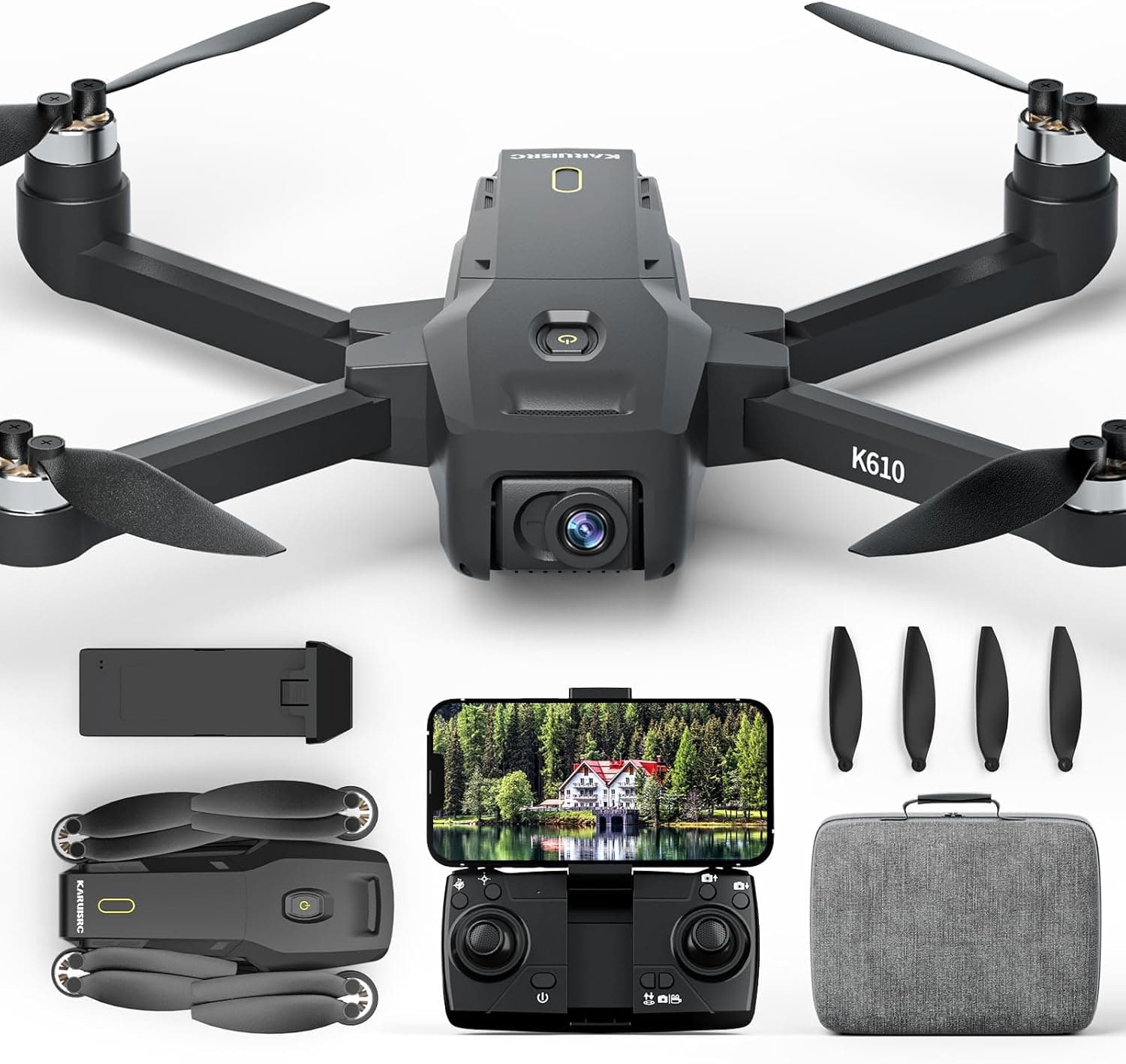 K610 GPS drone com câmara 4K UHD SD Card vídeo ao vivo, 5 GHz FPV GPS drone com 2 S0NY IMX câmara para iniciantes, motor sem escovas, Follow Me, Return Home, RC Quadcopter para adultos