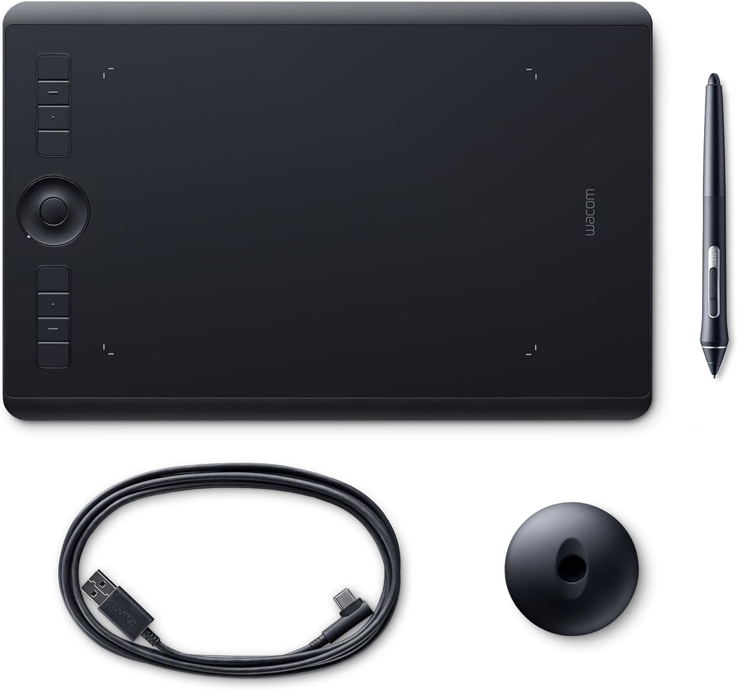 Wacom Intuos Pro M Tablet gráfico com lápis digital Pro Pen 2 / digitalizadora para pintura e design digital / suporte de lápis com 10 pontas / compatível com Windows e MacOS / preto