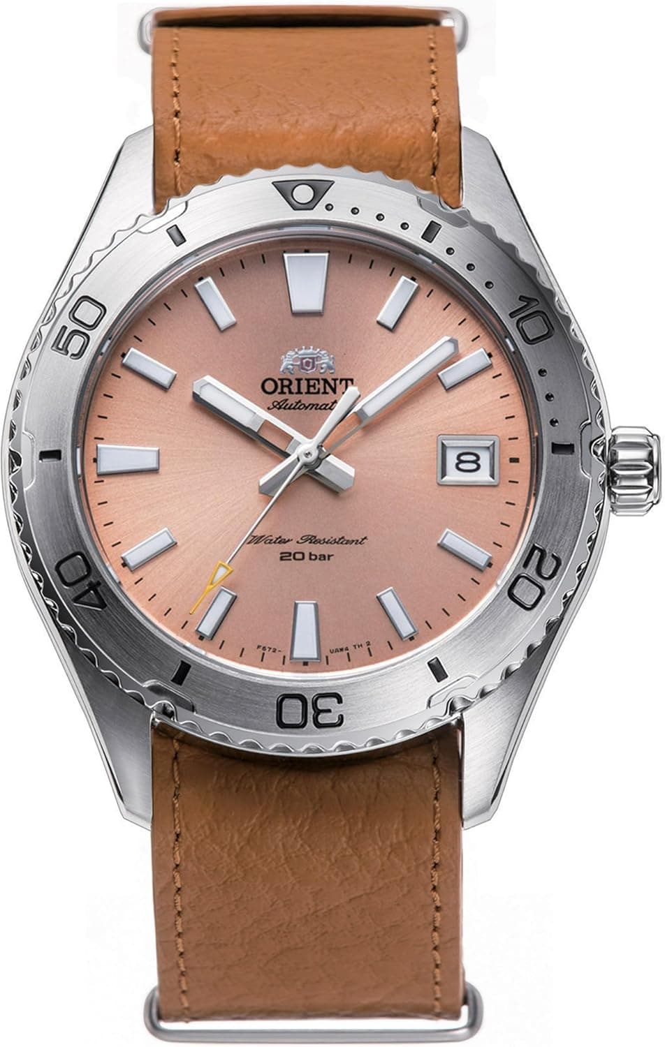 Orient RA-AC0Q05P10B | Relógio de mergulho minimalista para homem com mostrador apricot