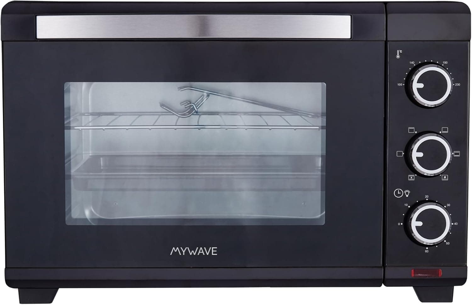 My Wave - Forno de mesa - Capacidade para 25 l, forno elétrico com potência de 1600 W, ideal para ratinar, assar e torrar - controlo de temperatura e temporizador até 60 minutos