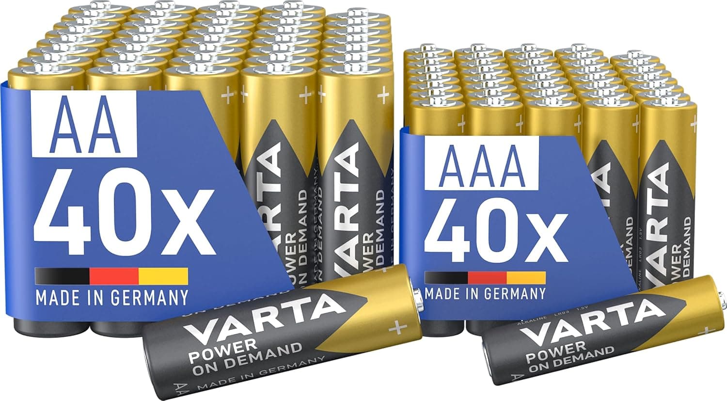 Varta Mix Pack | Pack de 40 pilhas AA e 40 pilhas AAA alcalinas para acessórios eletrónicos
