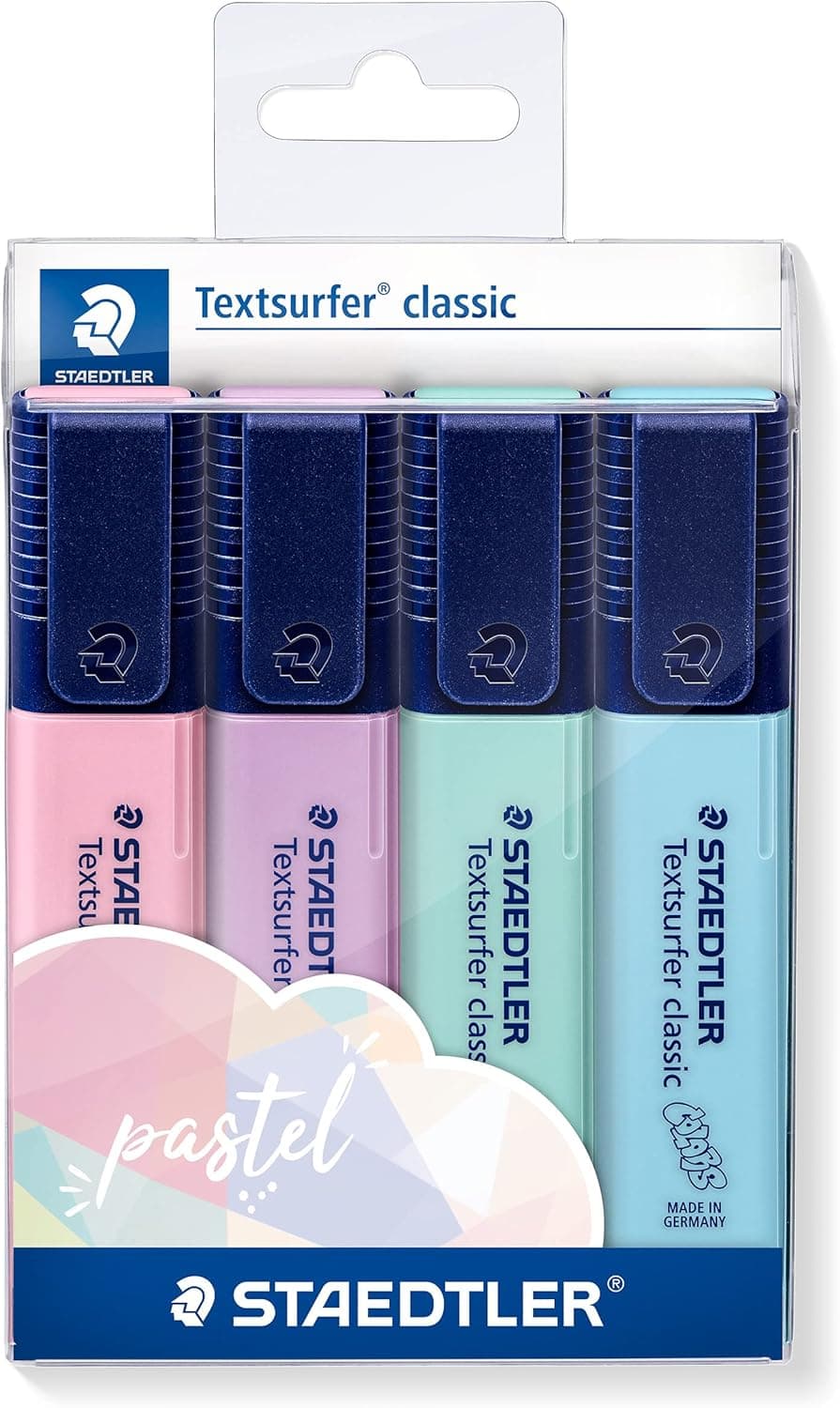 Staedtler 364 CWP4PA. Marcadores fluorescentes Textsurfer. Estojo com 4 marcadores de cores pastel