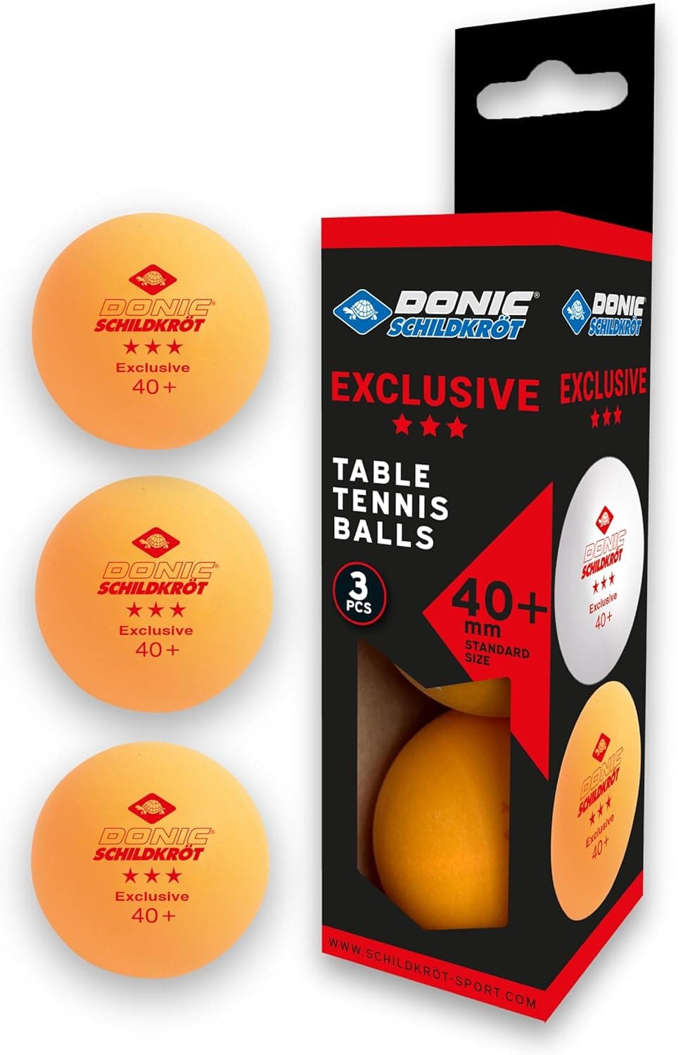 Donic-Schildkröt Avantgarde | Bolas de ténis de mesa laranja 3 estrelas em plástico Poly 40+, pack de 3 unidades
