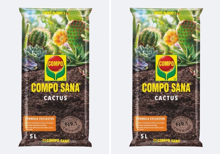 Compo Sana substrato para cato e suculentas com 8 semanas de adubo para todas as espécies de cato e suculentas, substrato de cultivo, 5 L, 37 x 23 x 5,5 cm, 2 unidades