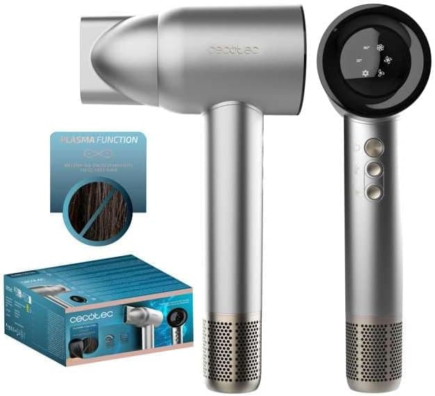 Cecotec Secador de cabelo IoniCare RockStar Nano IonTech Aluminum, secador com plasma, 11000 rpm, ecrã, controlo inteligente do calor, 3 temperaturas, função memória