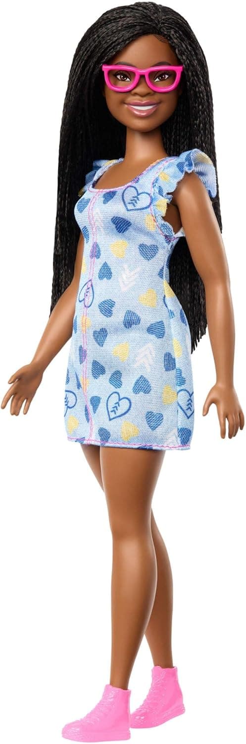 Barbie Fashionista boneca com síndrome de Down e vestido de corações conjunto de moda e acessórios, brinquedo + 3 anos (HYK14)