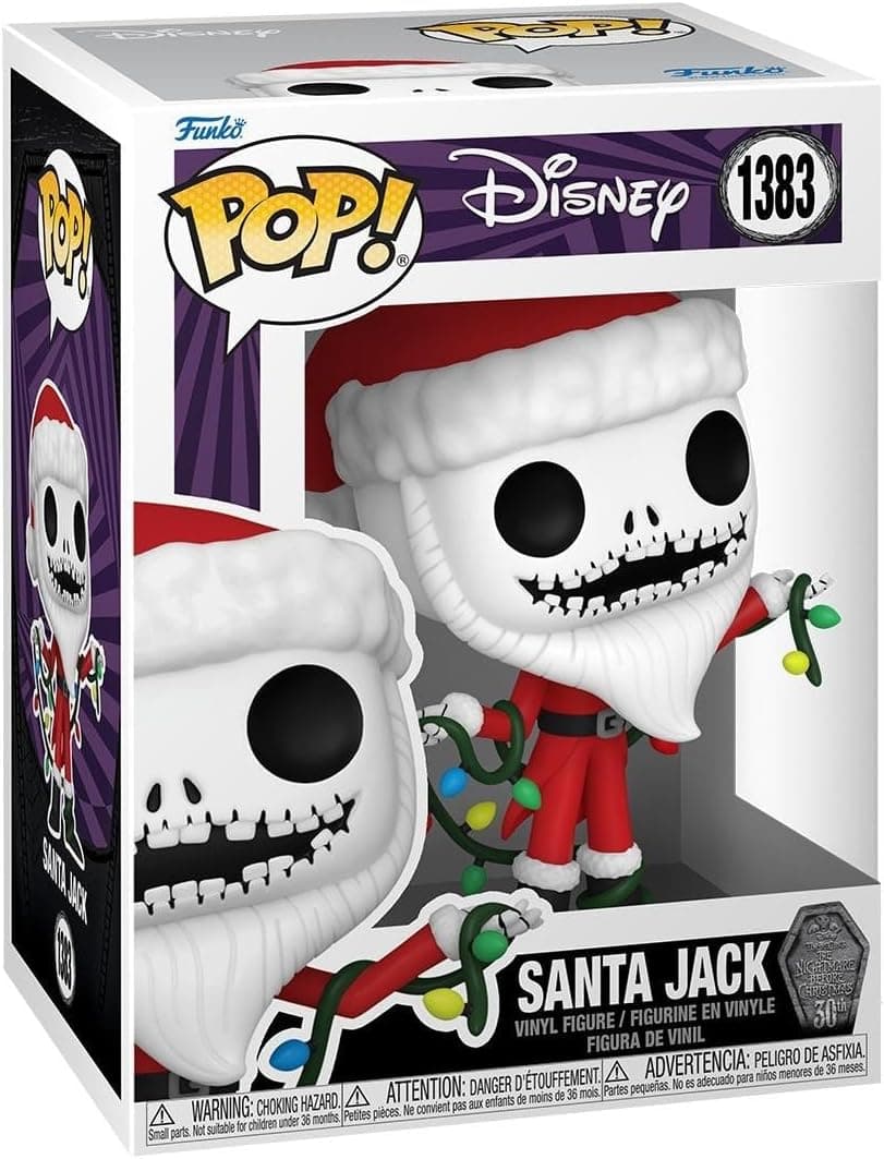 Funko POP Disney Santa Jack Skellington | Figura colecionável do The Nightmare Before Christmas edição 30 anos