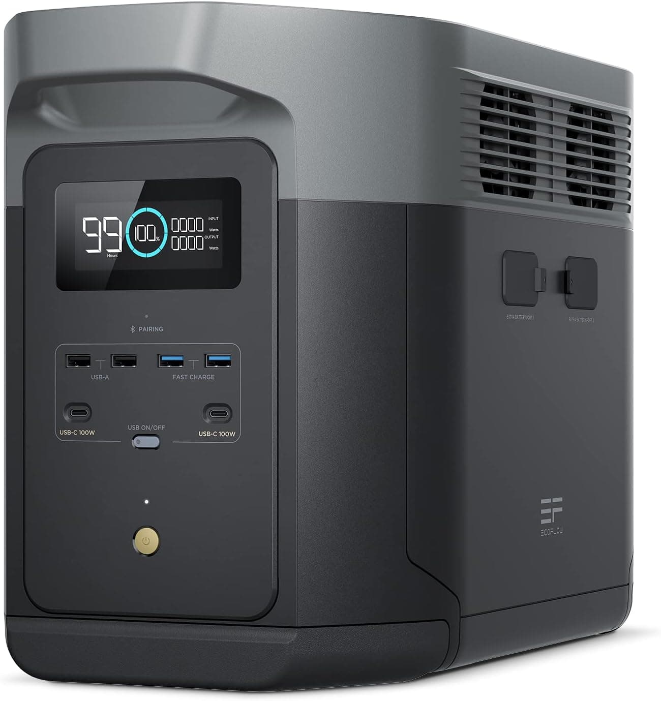 EcoFlow Estação de energia portátil DELTA 2 Max, 2048Wh, bateria LFP, CA 80 % de carga em 53 minutos, apenas pequenos defeitos na embalagem, o produto está completamente não utilizado (recondicionado)