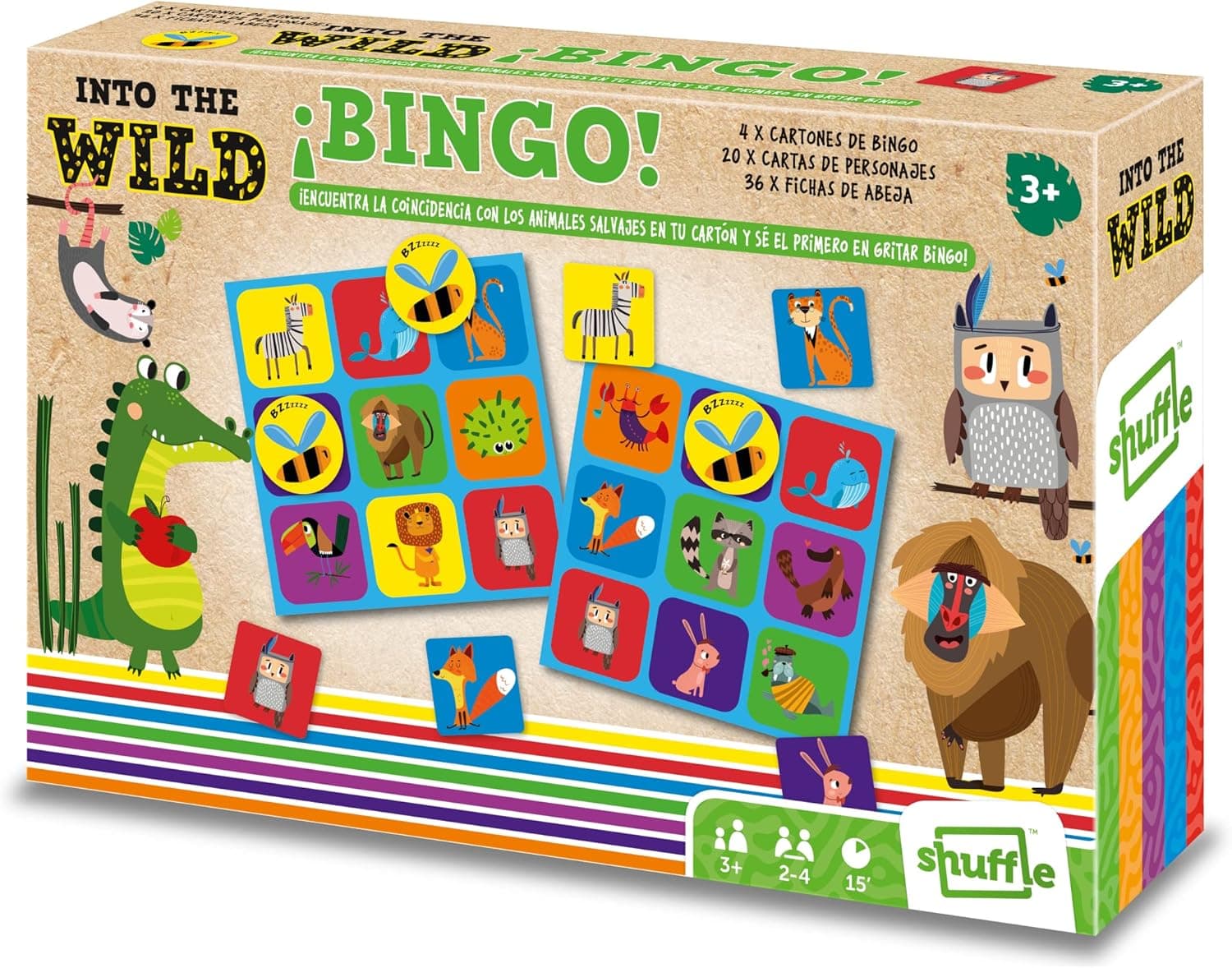 Shuffle Bingo infantil com tema de animais para crianças a partir de 3 anos