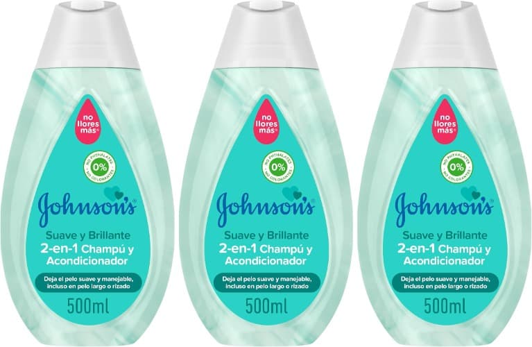 Johnson's Baby Gentle & Shiny 2 em 1 | Champô e amaciador suave para crianças com cabelo comprido ou encaracolado 500 ml x 3