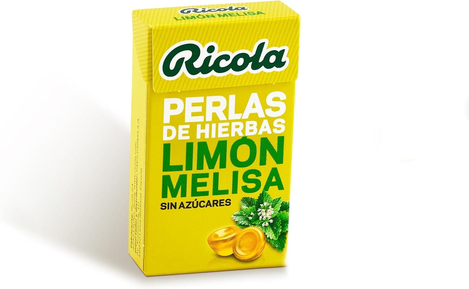 Ricola - Pérolas de ervas limão melisa, doces brancos, refrescante e alivia a garganta e as vias respiratórias, 13 ervas suíças e óleos essenciais, com adoçante - caixa de 25 g