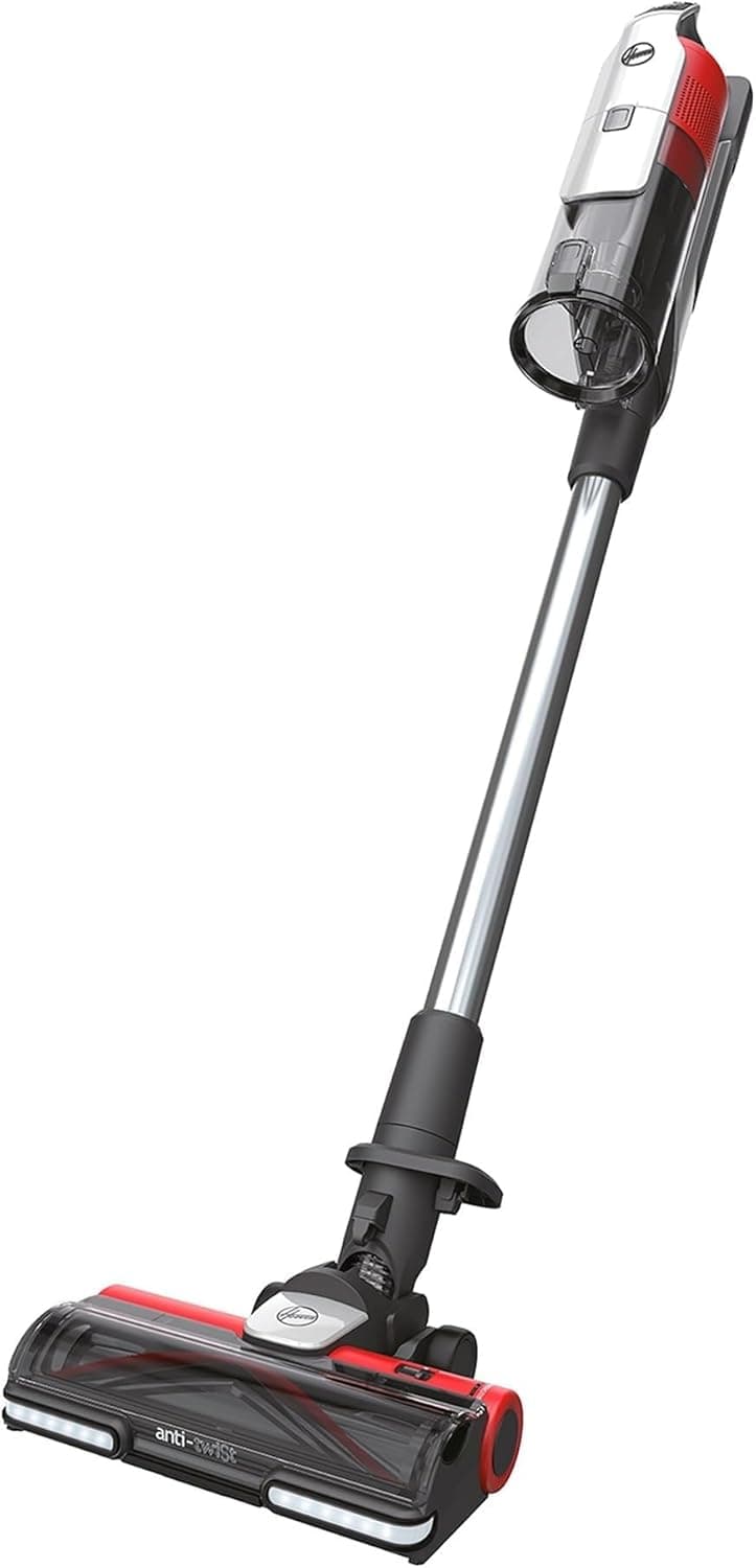 Hoover HF9 Home HF910H, aspirador vassoura sem cabo, sem saco, 3 em 1, vassoura, manual e vertical, escova anti-embaraços, automonomia 30 min, cor cinzento/vermelho