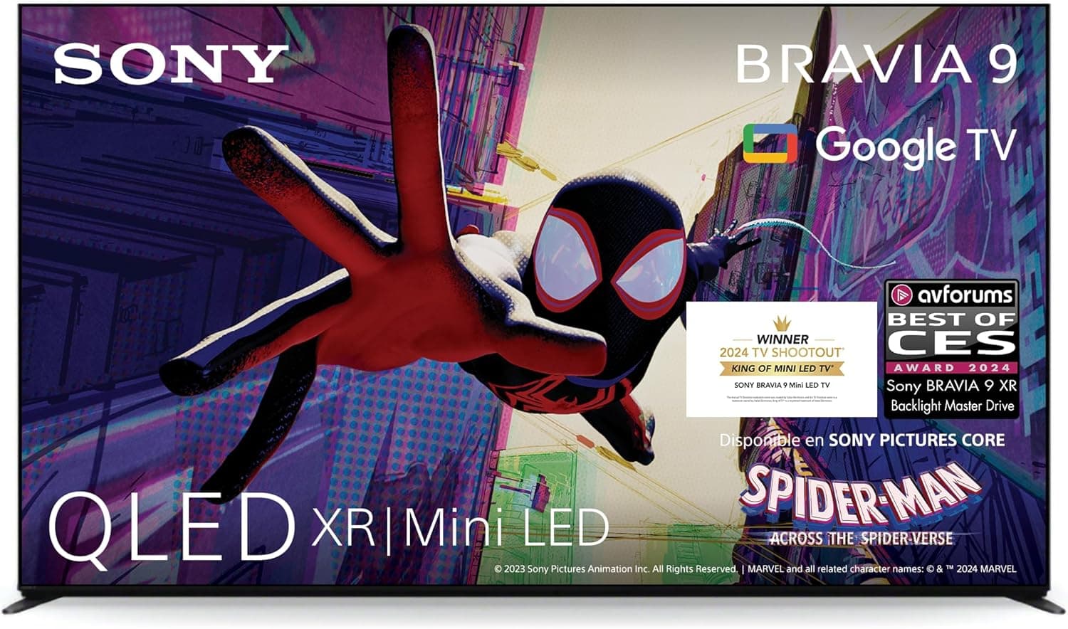 Sony BRAVIA 9 QLED (XR L Mini LED) de 65 polegadas 4K HDR Google Smart TV (2024) | Funções de jogos para Playstation 5, IMAX Enhanced, Dolby Vision Atmos, Chromecast, AirPlay, 120 Hz 65XR90 