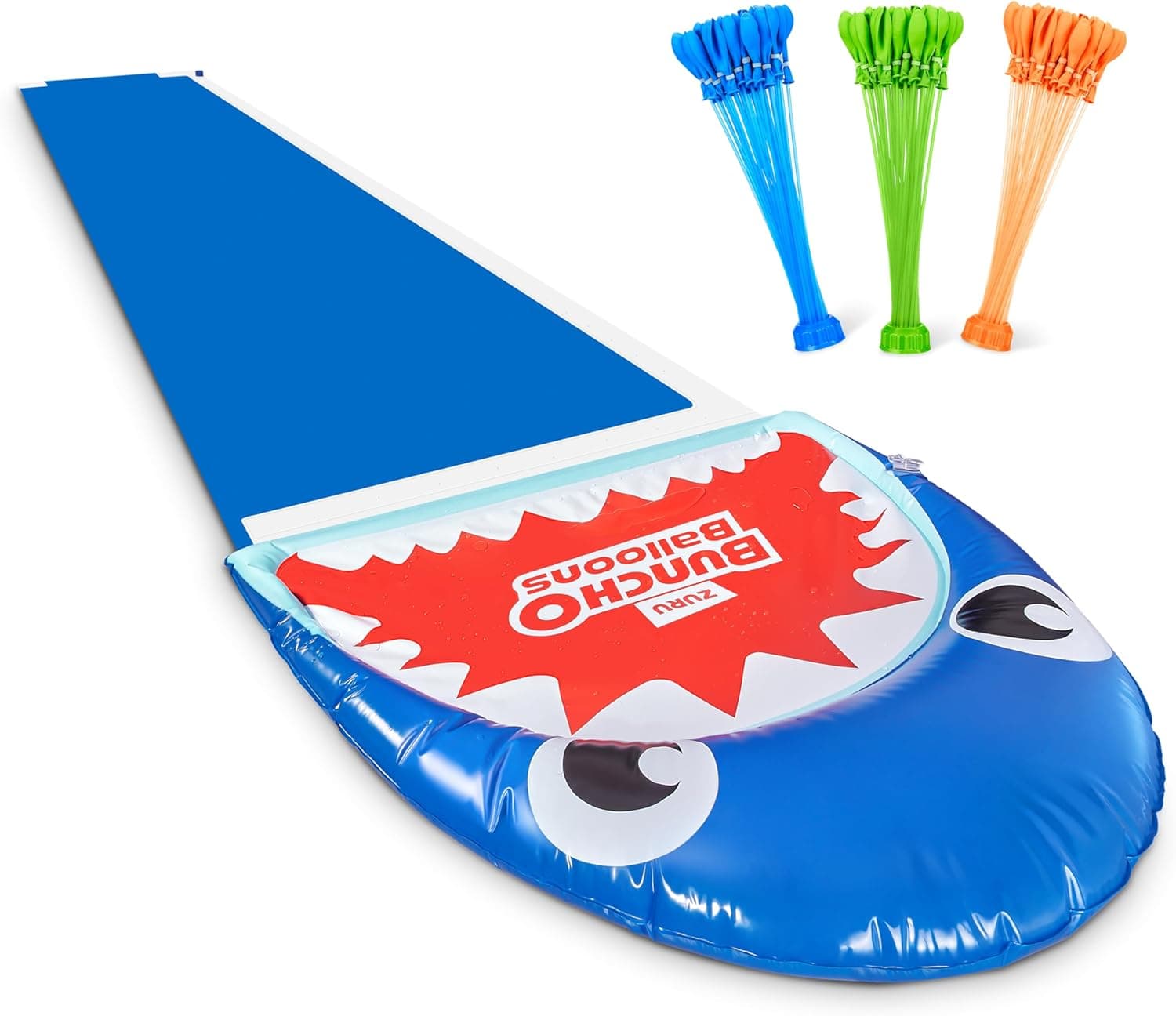 Bunch O Balloons Shark Bite Slide | Escorrega de água com aspersores e mais de 100 balões de enchimento rápido para crianças a partir dos 3 anos