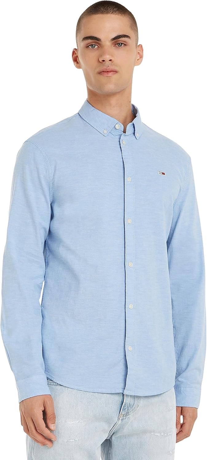 Tommy Jeans Camisa de homem TJM Slim manga comprida