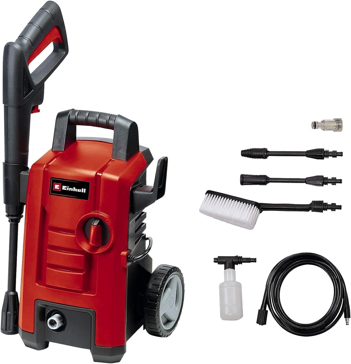 Einhell Limpador a alta pressão TC-HP 130 (1500 W, máx. 130 bar, incl. Tubo flexível de alta pressão, pistola, lança, variado, escova, recipiente de agente pulverizador)