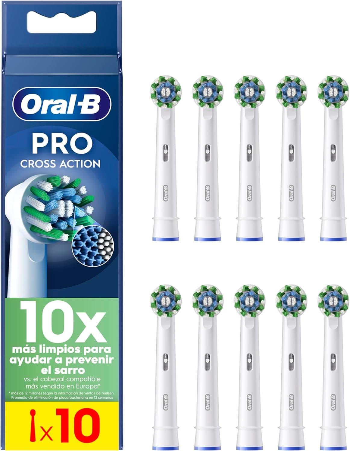 Oral-B Pro CrossAction Peças sobresselentes para escova de dentes elétrica, conjunto de 10 cabeças, branco - originais