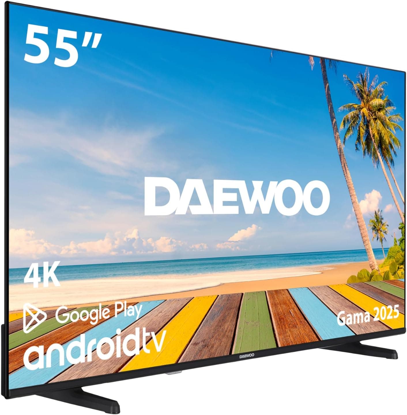 Daewoo 55DM60UA Android TV de 55 polegadas 4K HDR, Dolby Vision & Dolby Atmos, Chromecast Built In, Bluetooth, compatível com o Google Assistant