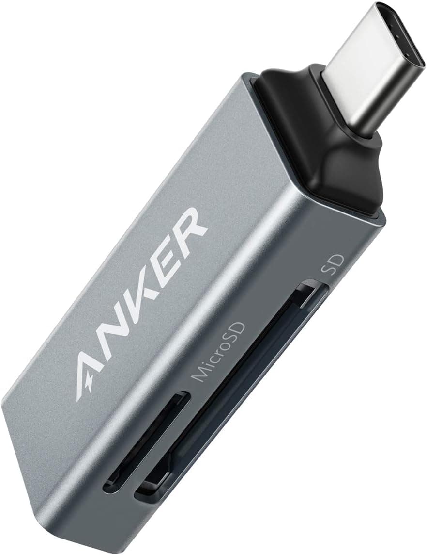 Anker Leitor de cartões de memória USB-C 2 em 1 para cartões SDXC, SDHC, SD, MMC, RS-MMC, Micro SDXC, Micro SD, Micro SDHC e UHS-I