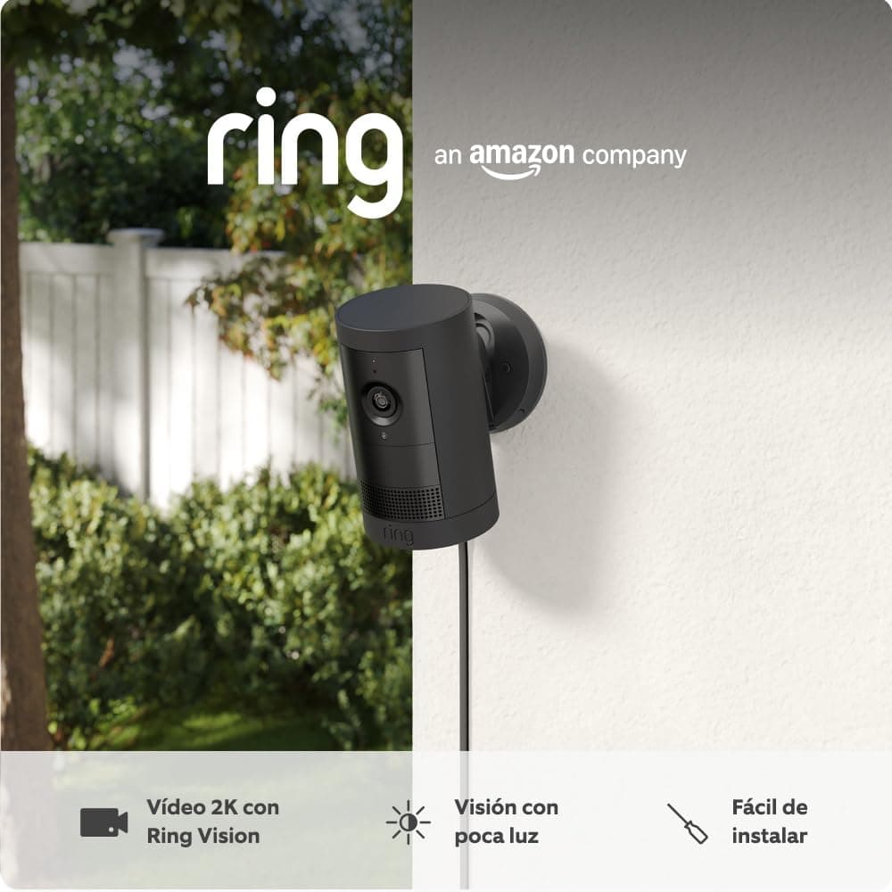 Anel Novidade | Câmara exterior Ring Plus: câmara exterior sem fios 2K com Ring Vision, instalação "faça você mesmo", alternativa CCTV (30 dias grátis para Ring Home)