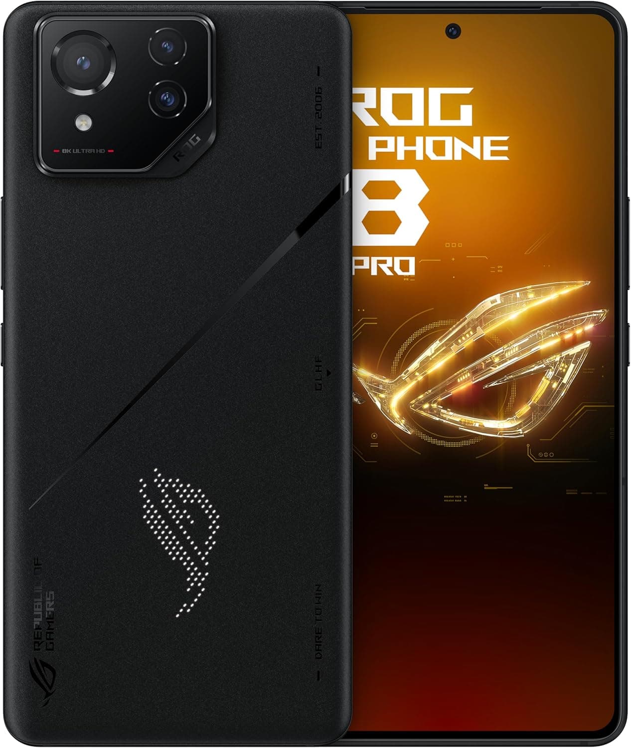 ASUS ROG Phone 8 Pro, EU Official, Phantom Black, 16 GB RAM 512 GB de memória, Snapdragon 8 Gen 3, 6,78" AMOLED 165Hz, câmara de 50 MP com gimbal