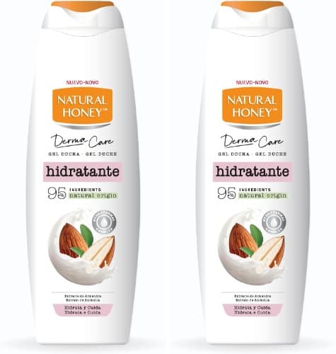 Natural Honey, Gel de duche com extrato de amêndoas e hydradermal complex, hidratante e nutritivo, pele macia, 650 ml