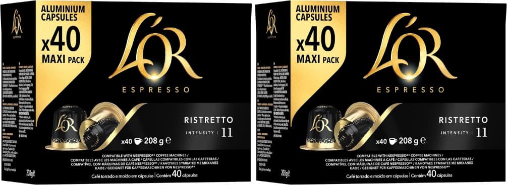 L'OR Ristretto | 40 cápsulas de café compatíveis com Nespresso x 2