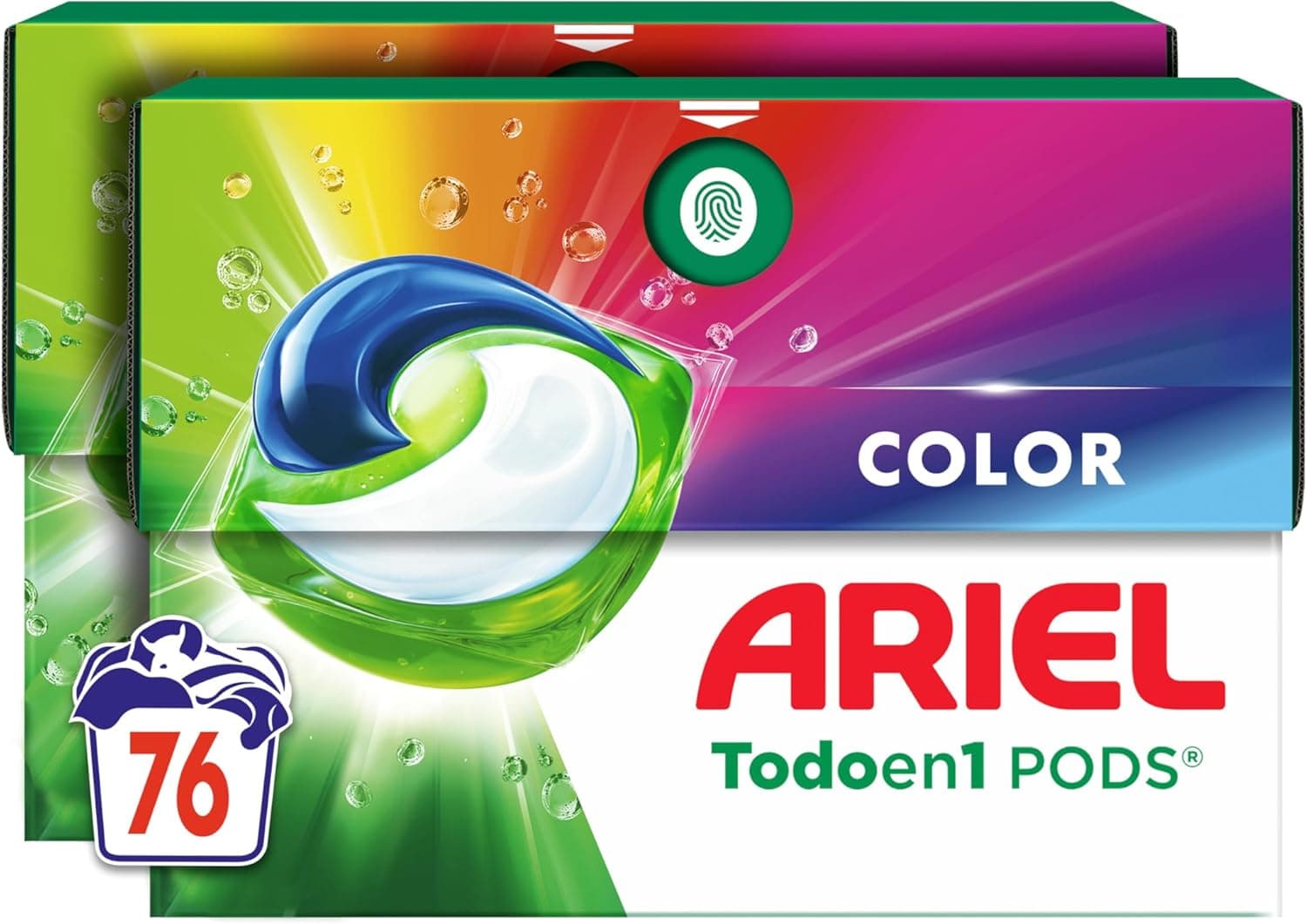 Ariel Pods Todo en 1 | Cápsulas de detergente para roupa com cuidado extra da cor e limpeza profunda, 76 unidades