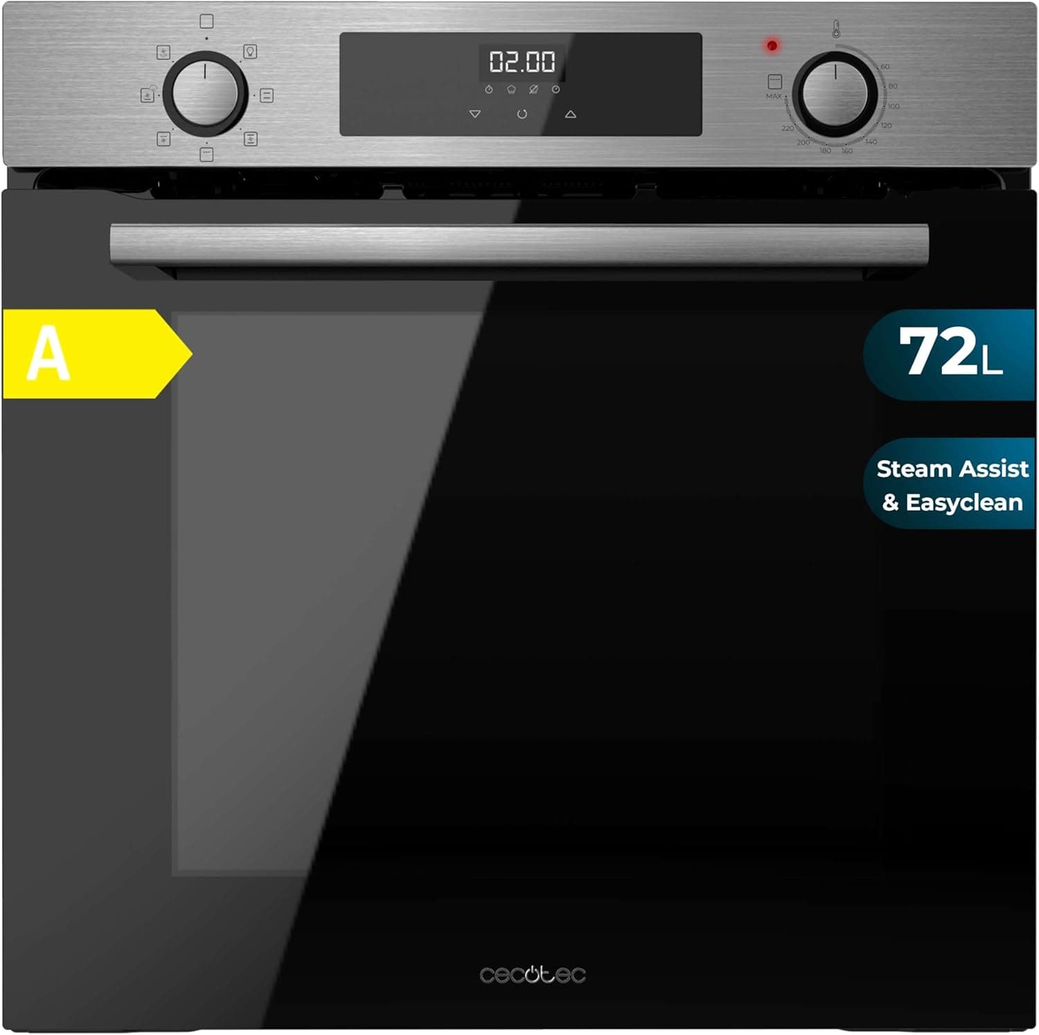 Cecotec Forno multifunções integrado 60 cm bolero Hexa M226000 Inox A. 2800W, 72L, 7 funções, modo de brilho, ventilador assisted rill, modo de convecção, defrost, base de vapor X2, steam easyclean