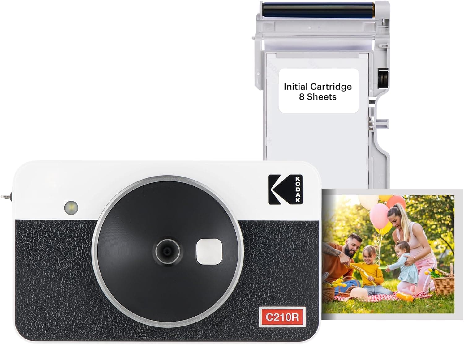 KODAK Mini Shot 2 Retro Natal presentes 4 PASS 2 em 1 câmara instantânea e impressora fotográfica (5,3 x 8,6 cm) 8 folhas, branco