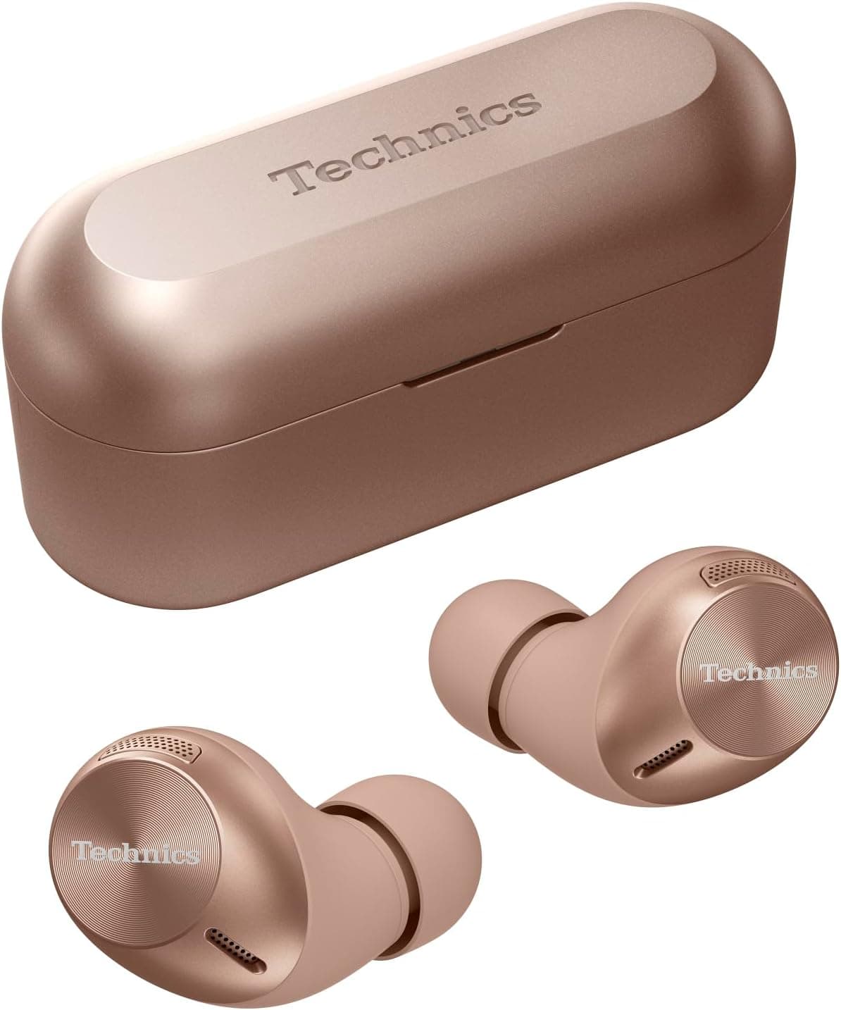 Technics EAH-AZ40M2EN Auriculares sem fios com cancelamento de ruído, Bluetooth multiponto 3 dispositivos, confortáveis integrais, microfone integrado, ouro rosa