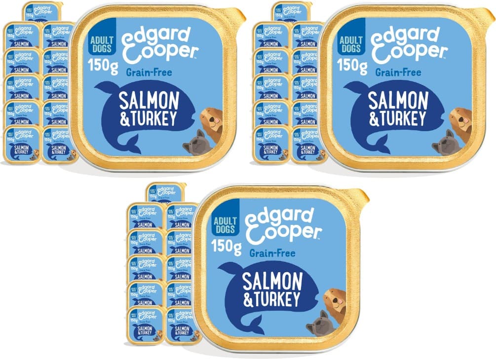 Edgard & Cooper Comida húmida para cães adultos, salmão e peru fresco, 150 g x 33