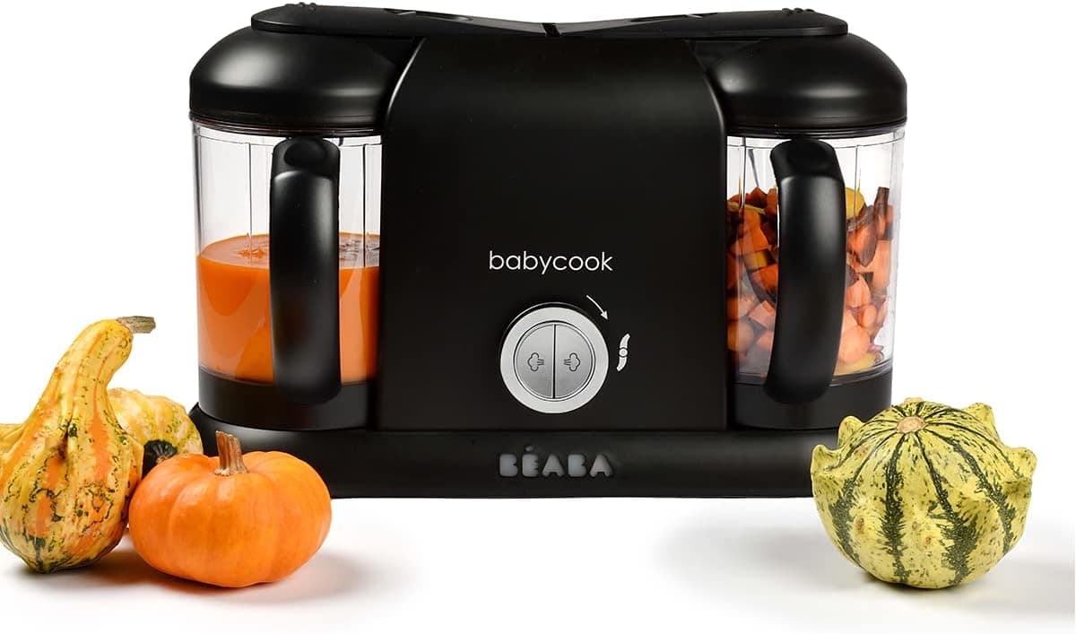 BÉABA Babycook Duo Robô de cozinha infantil 4 em 1, tritura, cozinha e cozinha, rápido em 15 minutos, comida caseira para bebés e crianças, capacidade XXL, 2 x 200 ml, preto