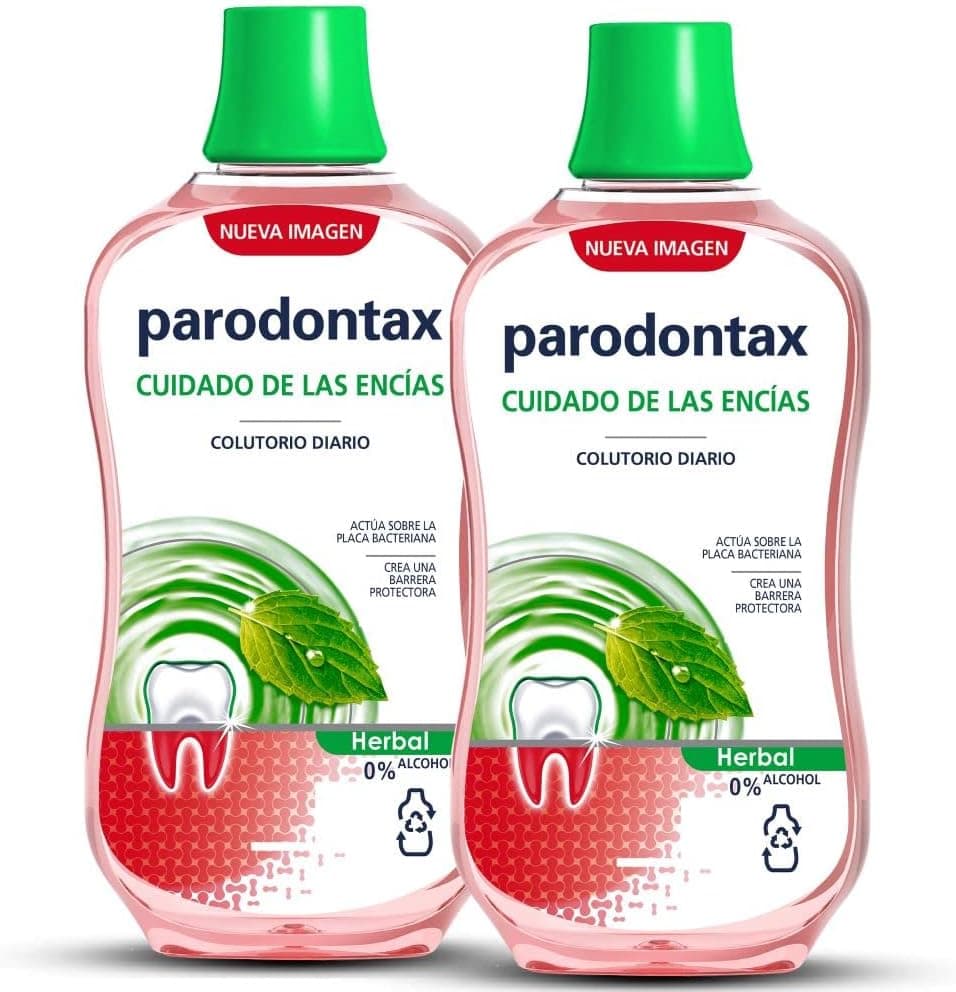 Parodontax Erva, enxaguar bucal cuidado diário das gengivas, 0% álcool, 500 ml (embalagem de 2)