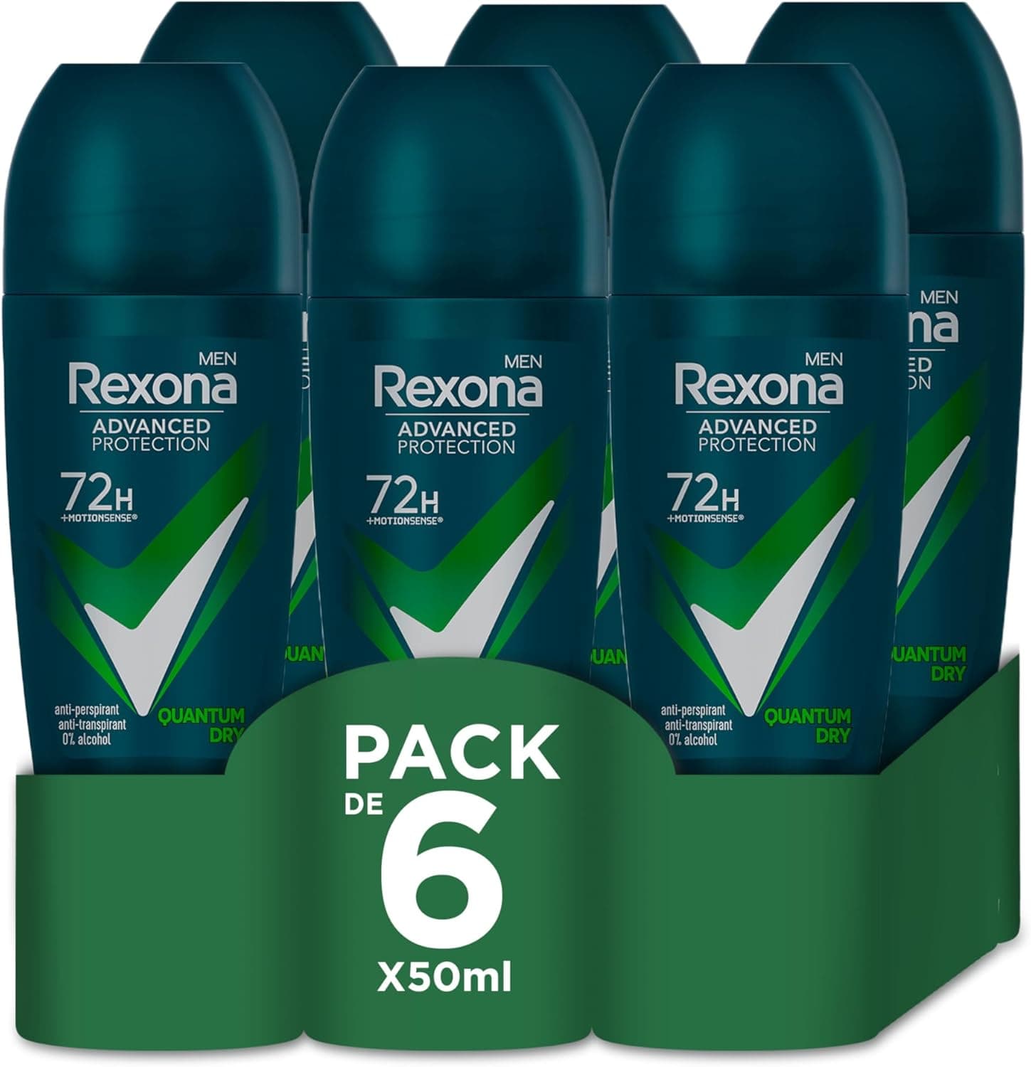Rexona Advanced Protection desodorizante Roll-On para homem Quantum Dry 72h 50 ml, conjunto de 6