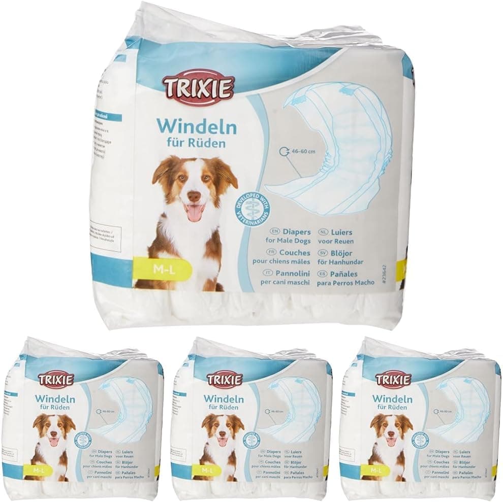 TRIXIE 12 Fraldas para cão macho, M-L, 46-60 cm, cão (embalagem de 4)