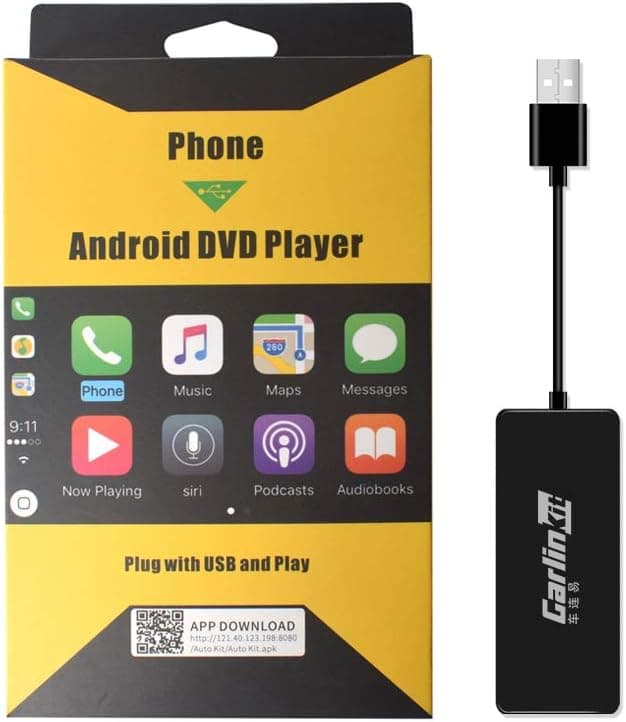 Carlinkit Wired CarPlay Dongle Android Auto para rádio de carro com unidade principal do Android, instale a aplicação Autokit no carro, não para o rádio de carro OEM de fábrica, preto