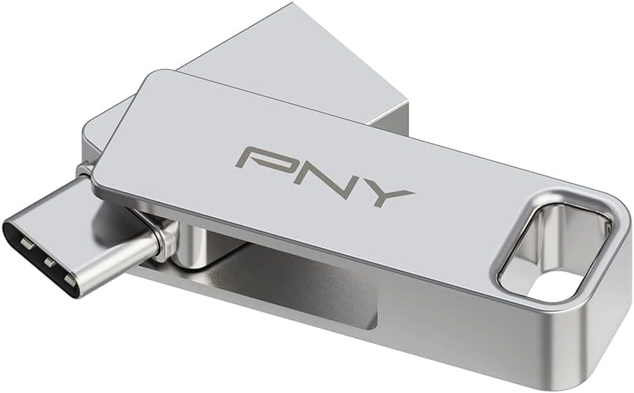 PNY Duo Link de 256 GB unidade flash dupla USB 3.2 tipo C para dispositivos Android e computadores - armazenamento móvel externo para fotos, vídeos e muito mais, 200 MB/s