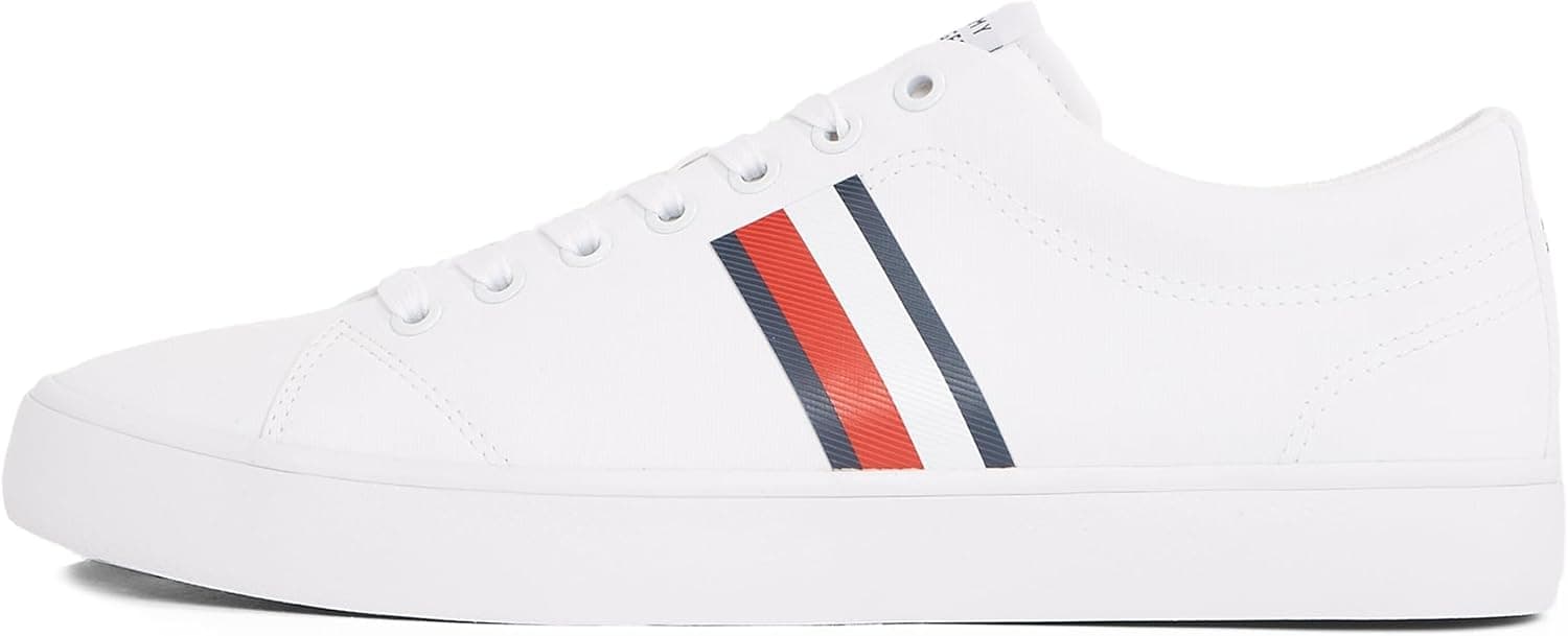 Tommy Hilfiger TH Hi Vulc Low Core Stripes Mesh | Sapatilhas casuais para homem em poliéster reciclado com design estilizado e atacadores ajustáveis