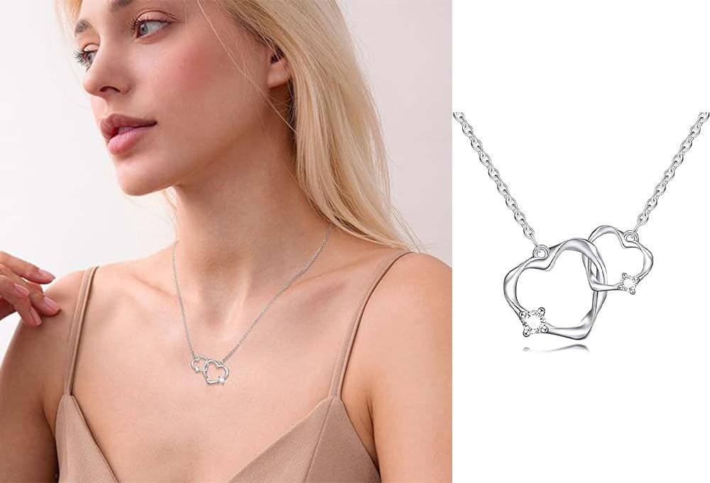 FLHEART Colar para mulher de tamanho ajustável, 45+5cm, zircão