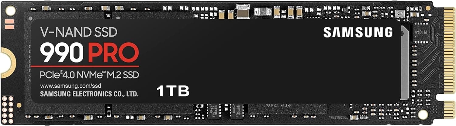 SAMSUNG Unidade de estado sólido 990 Pro M.2 1000 GB PCI Express 4.0 V-NAND MLC NVMe, preto, MZ-V9P1T0BW