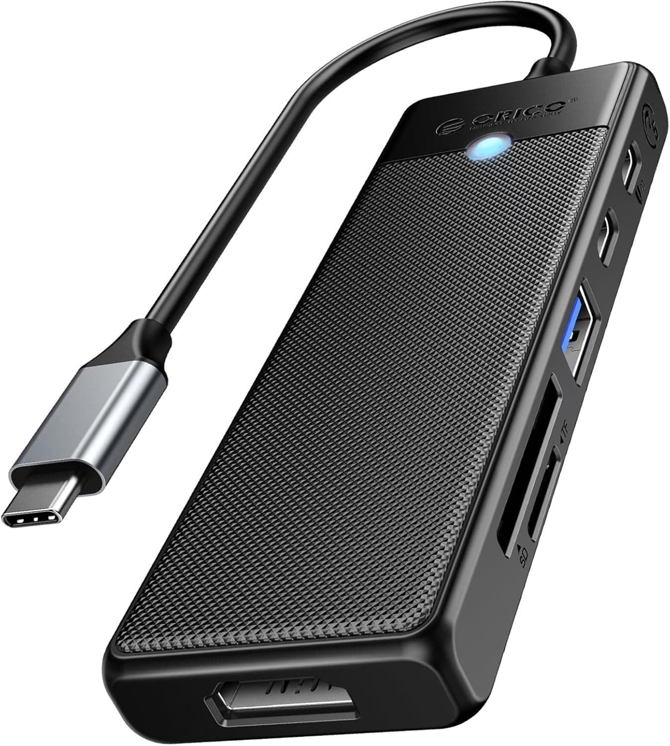 ORICO USB C hub, 6 em 1 Docking Station USB C adaptador, com PD100w, 4 K@30 Hz leitores de cartões hdmi, SD/TF, 1 x USB A e 1 x Type C 5 Gbps 